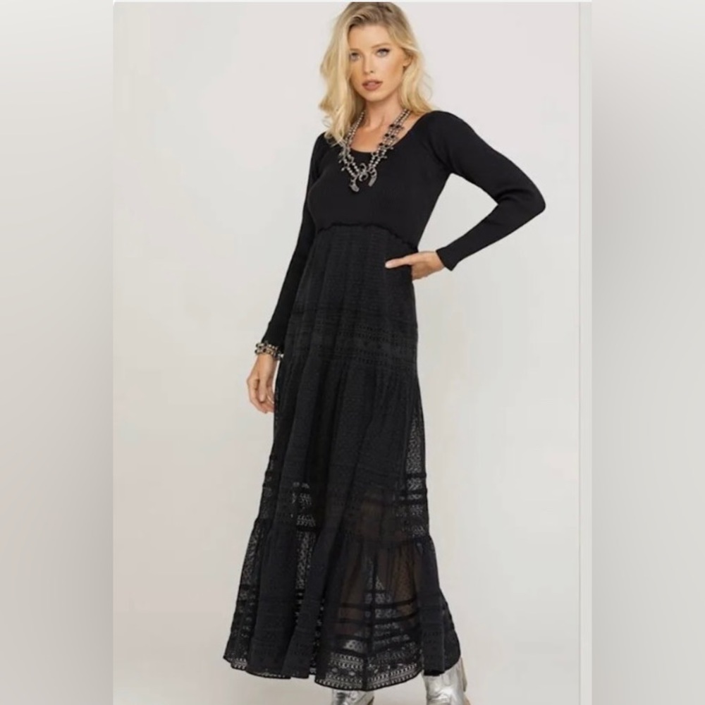 Free People Earth Angel Black Maxi Dress.